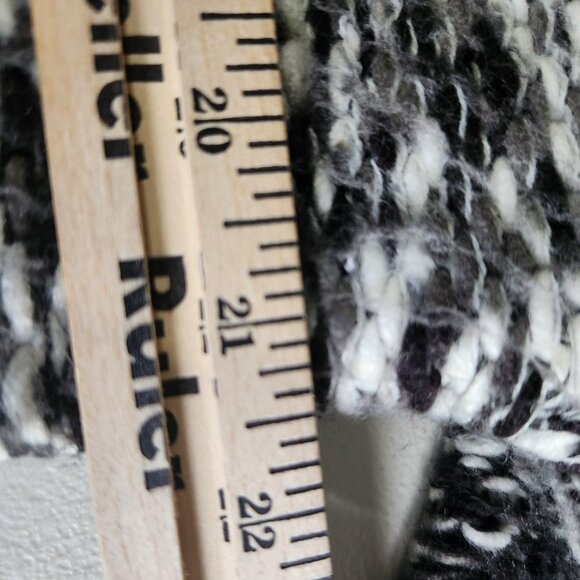 New Directions Cardigan Hooded Fringe Open Front Sweater XL Black White - Picture 11 of 14